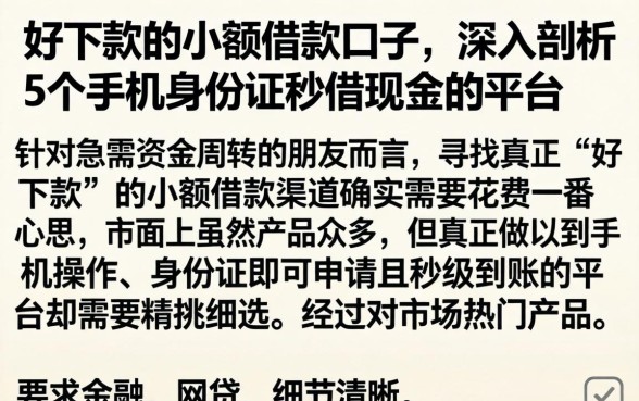 好下款的小额借款口子，深入剖析5个手机身份证秒借现金的平台