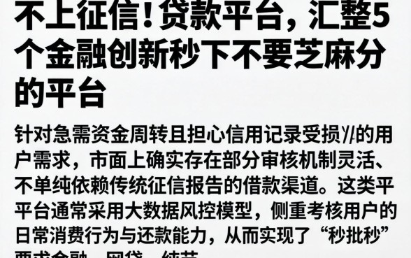 不上征信的贷款的平台，汇整5个金融创新秒下不要芝麻分的平台