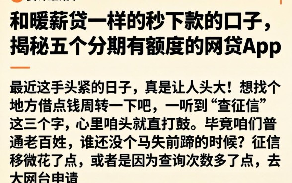 和暖薪贷一样的秒下款的口子，揭秘五个分期有额度的网贷app