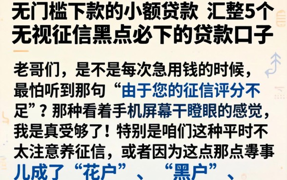 无门槛下款的小额贷款，汇整5个无视征信黑户必下的贷款口子