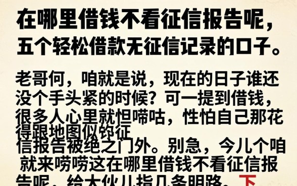 在哪里借钱不看征信报告呢，概括五个轻松借款无征信记录的口子