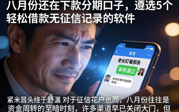 八月份还在下款的分期口子，遴选5个轻松借款无征信记录的软件