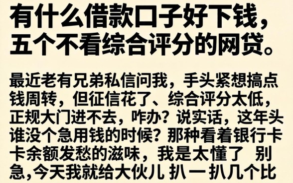 有什么借款口子好下钱，详细阐述五个不看综合评分的网贷