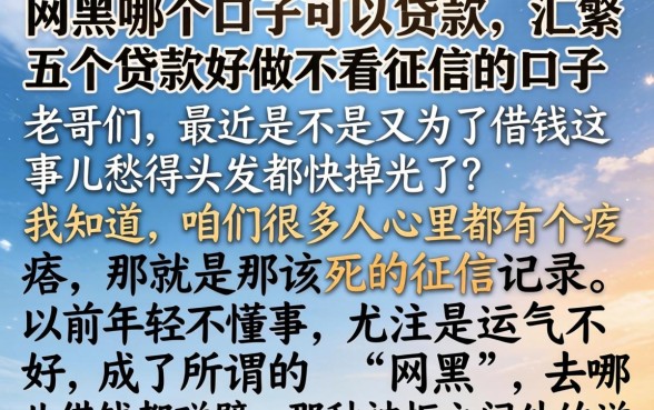 网黑哪个口子可以贷款,汇整五个贷款好做不看征信的口子