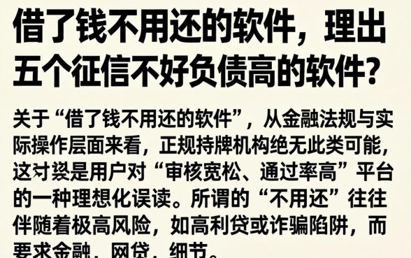借了钱不用还的软件，理出五个征信不好负债高的软件