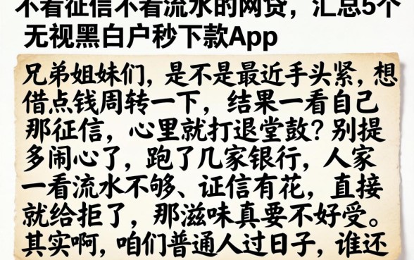 不看征信不看流水的网贷，汇总5个无视黑白户秒下款app