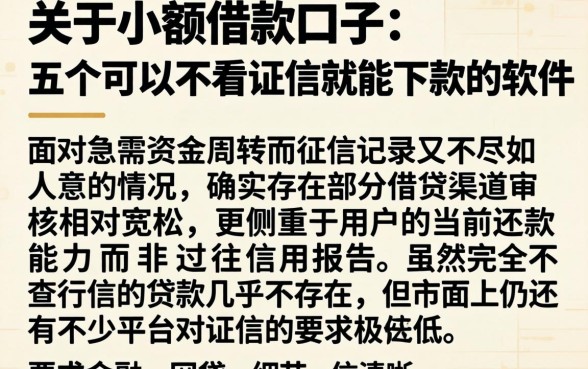 关于小额借款的口子，详细阐述五个可以不看征信就能下款的软件