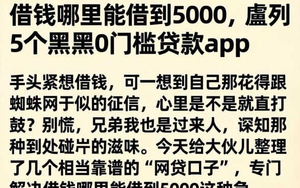 借钱哪里能借到5000，胪列5个黑户0门槛贷款app