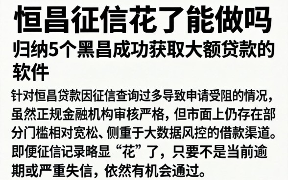 恒昌征信花了能做吗，归纳5个黑户成功获取大额贷款的软件