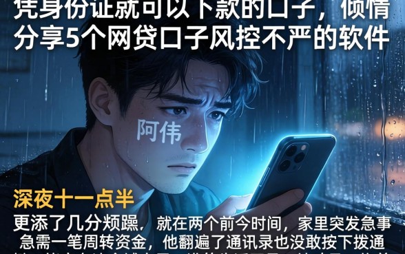 凭身份证就可以下款的口子，倾情分享5个网贷口子风控不严的软件