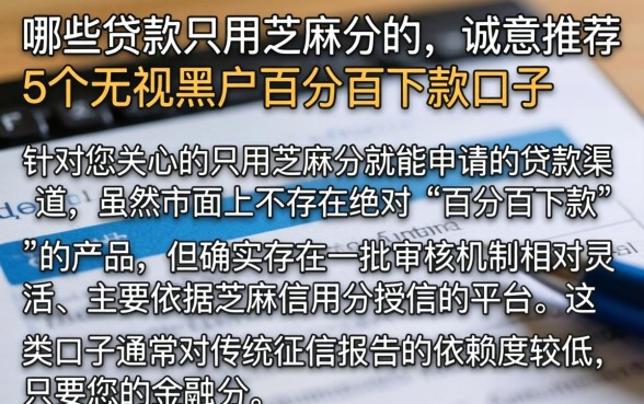 哪些贷款只用芝麻分的,诚意推荐5个无视黑户百分百下款口子