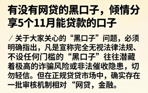 有没有网贷的黑口子，倾情分享5个11月能贷款的口子