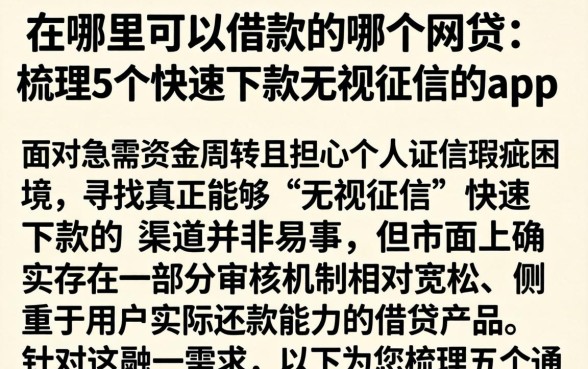 在哪里可以借款的哪个网贷，梳理5个快速下款无视征信的app