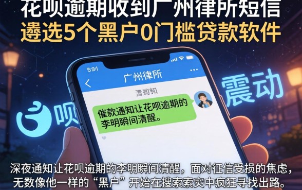 花呗逾期收到广州律所短信,遴选5个黑户0门槛贷款软件
