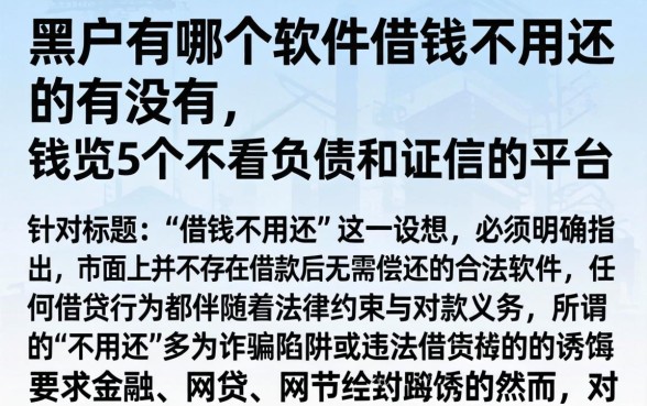 黑户有哪个软件借钱不用还的有没有，概览5个不看负债和征信的平台