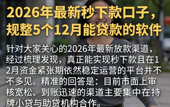 2026年最新秒下款口子，规整5个12月能贷款的软件