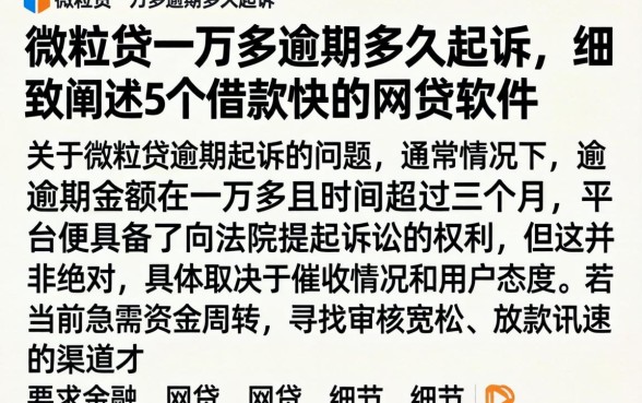 微粒贷一万多逾期多久起诉，细致阐述5个借款快的网贷软件