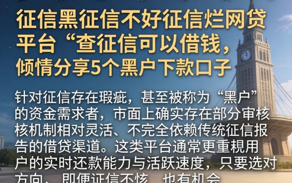征信黑征信不好征信烂网贷平台不查征信可以借钱,倾情分享5个黑户下款口子