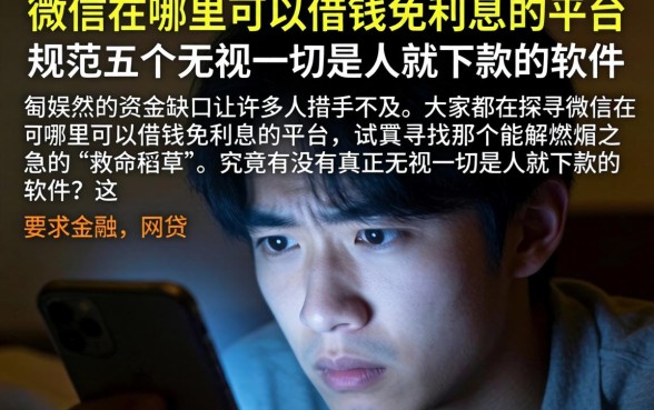 微信在哪里可以借钱免利息的平台，规整五个无视一切是人就下款的软件