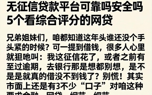 无征信贷款平台可靠吗安全吗，条列5个不看综合评分的网贷