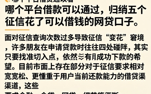 哪个平台借款可以通过，归纳五个征信花了可以借钱的网贷口子