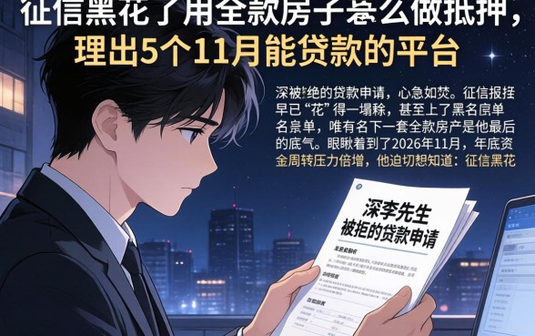 征信黑花了用全款房子怎么做抵押，理出5个11月能贷款的平台