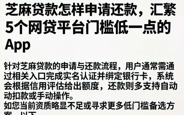 芝麻贷款怎样申请还款，汇整5个网贷平台门槛低一点的app