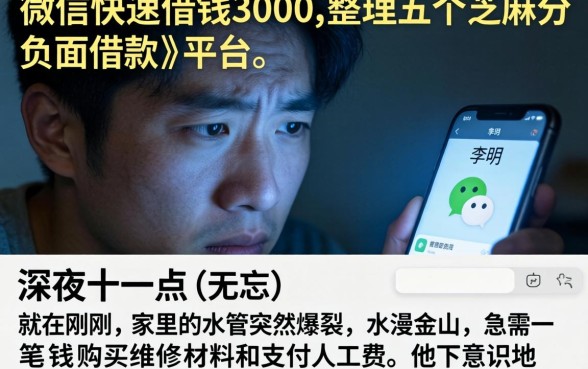 微信快速借钱3000，整理五个芝麻分负面借款的平台