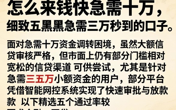 怎么来钱快急需十万，细致阐述五个黑户急需三万秒到的的口子
