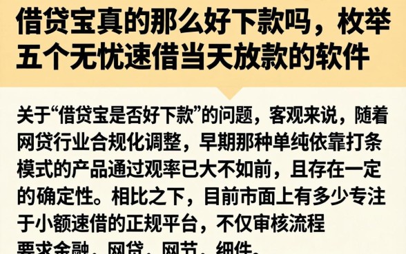 借贷宝真的那么好下款吗，枚举五个无忧速借当天放款的软件