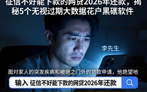 征信不好能下款的网贷2026年还款，揭秘5个无视逾期大数据花户黑户软件