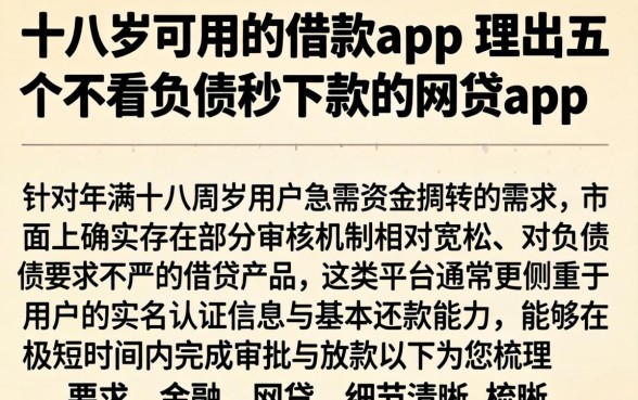 十八岁可用的借款app，理出五个不看负债秒下款的网贷app
