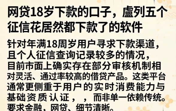 网贷18岁下款的口子，胪列五个征信花居然都下款了的软件