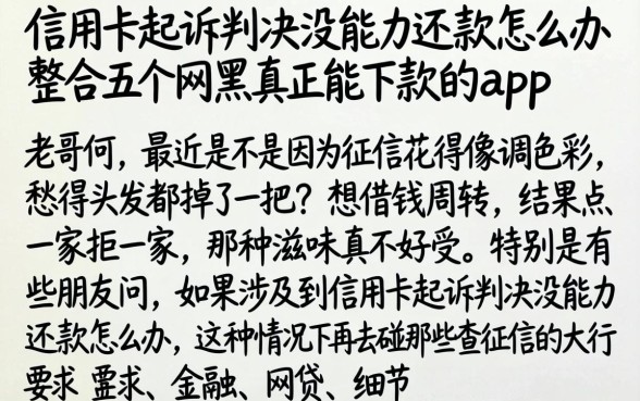 信用卡起诉判决没能力还款怎么办,整合五个网黑真正能下款的app