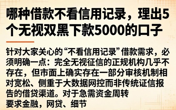 哪种借款不看信用记录，理出5个无视双黑下款5000的口子