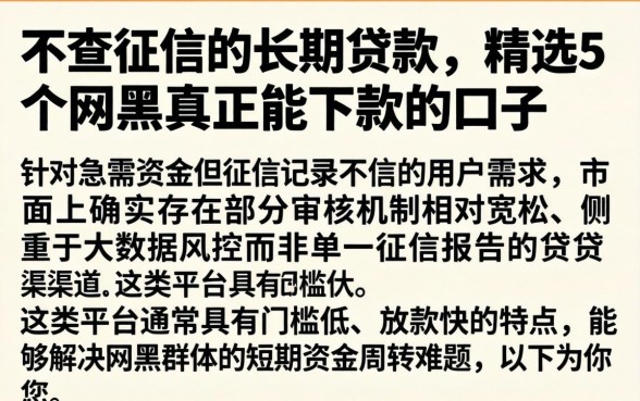 不查征信的长期贷款，精选5个网黑真正能下款的口子