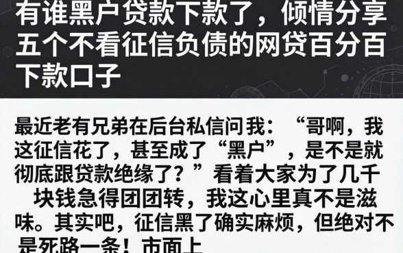 有谁黑户贷款下款了，倾情分享五个不看征信负债的网贷百分百下款口子