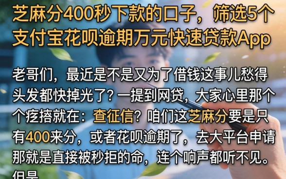 芝麻分400秒下款的口子，筛选5个支付宝花呗逾期万元快速贷款app