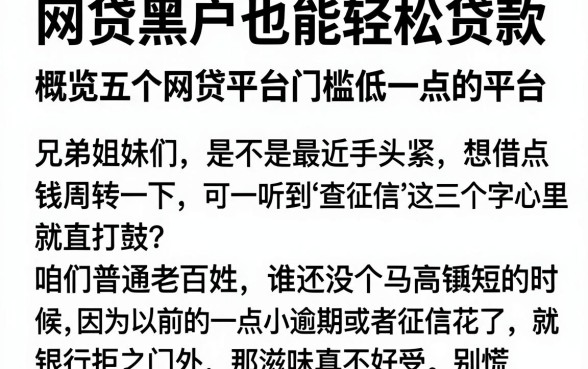 网贷黑户也能轻松贷款，概览五个网贷平台门槛低一点的平台