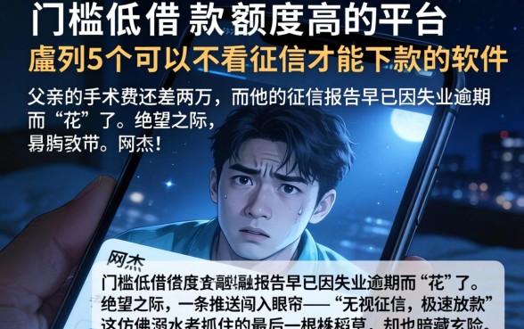 门槛低借款额度高的平台，胪列5个可以不看征信就能下款的软件