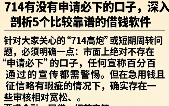 714有没有申请必下的口子，深入剖析5个比较靠谱的借钱软件