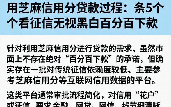 用芝麻信用分贷款过程，条列5个不看征信无视黑白百分百下款