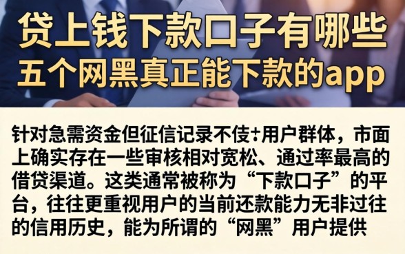 贷上钱下款口子有哪些，概括五个网黑真正能下款的app