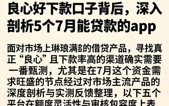 良心好下款口子背后,深入剖析5个7月能贷款的app