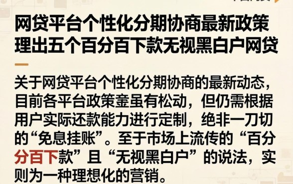 网贷平台个性化分期协商最新政策，理出五个百分百下款无视黑白户网贷