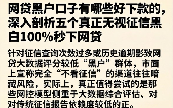 网贷黑户口子有哪些好下款的,深入剖析五个真正无视征信黑白100%秒下网贷