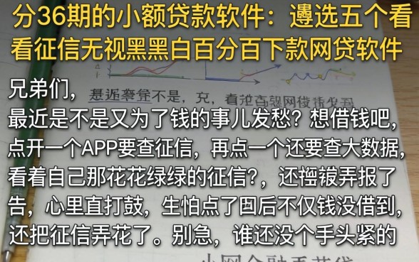 分36期的小额贷款软件，遴选五个不看征信无视黑白百分百下款网贷软件