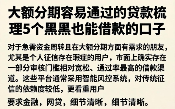 大额分期容易通过的贷款，梳理5个黑户也能借款的口子