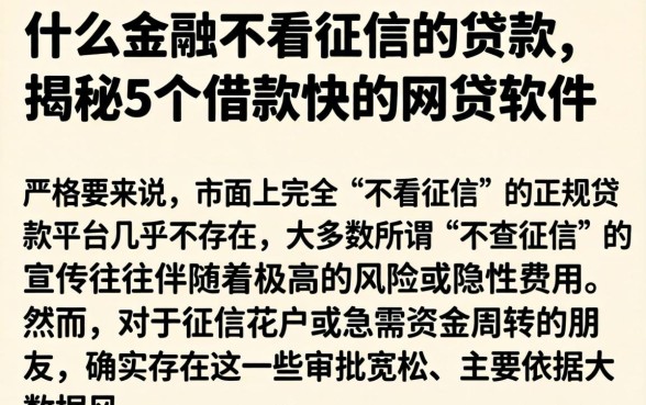 什么金融不看征信的贷款，揭秘5个借款快的网贷软件