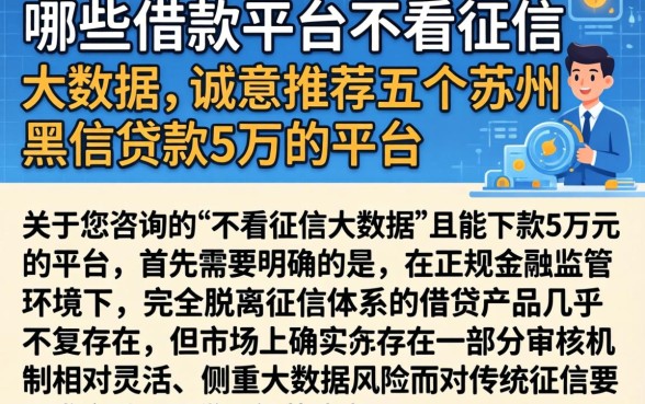 哪些借款平台不看征信 大数据，诚意推荐五个苏州黑户贷款5万的平台